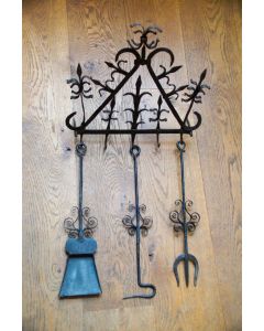 Antique Wall Hanging Fireplace Tools