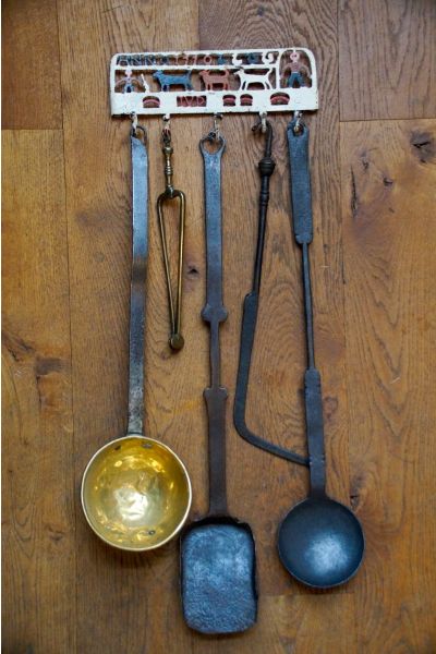 Antique Wall Hanging Fireplace Tools