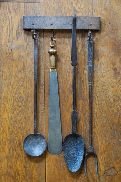 Antique Wall Hanging Fireplace Tools