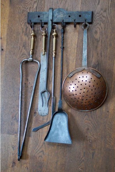 Antique Wall-mounted Fireplace Tools