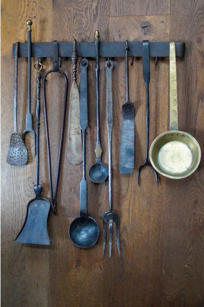 Antique Wall Hanging Fireplace Tools