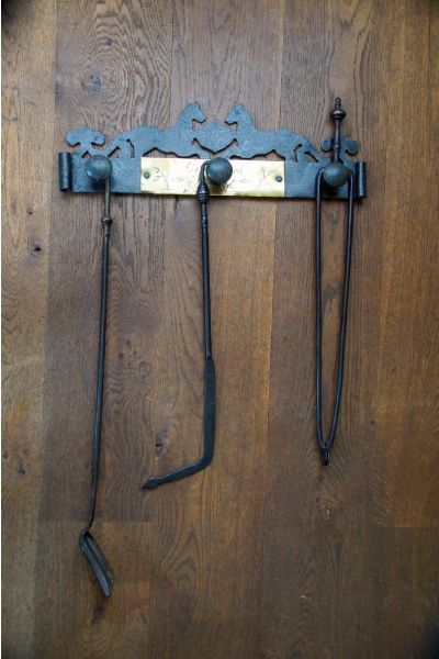 Antique Wall Hanging Fireplace Tools