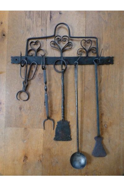 Antique Wall-mounted Fireplace Tools